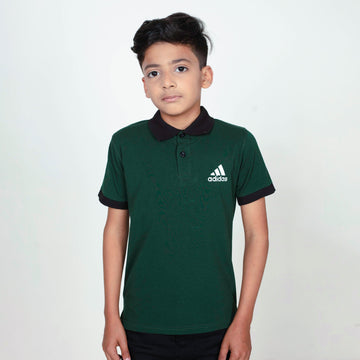Junior Classic - Cotton Lycra Boys Polo T-Shirt - Green